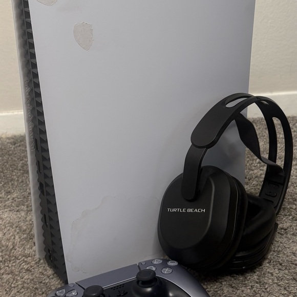 Sony PlayStation 5 Console with Black Headset and Controller